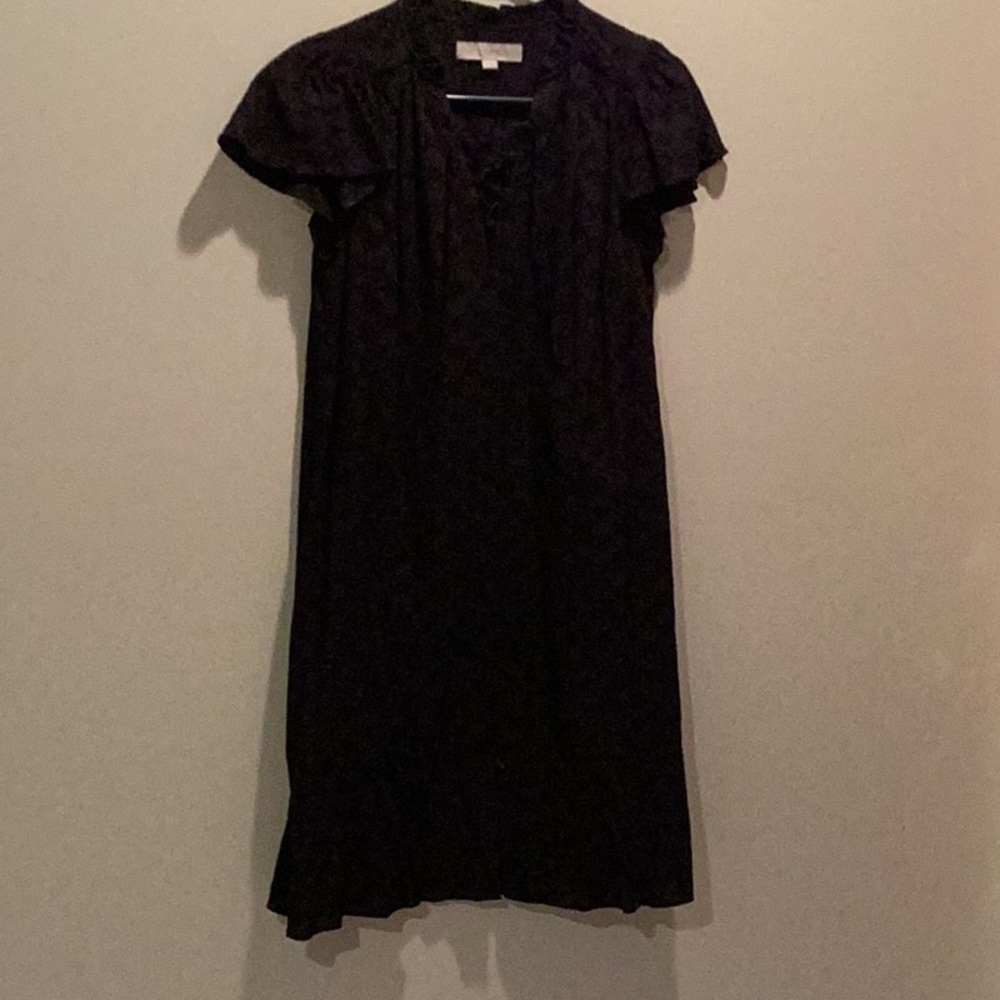 LOFT Black Flutter Sleeve Mini Sundress